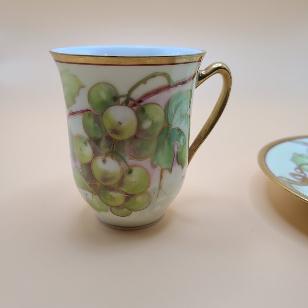 Rare Antique A. Lanternier Limoges France Cup & Saucer - Signed Duval - Picture 8 of 12
